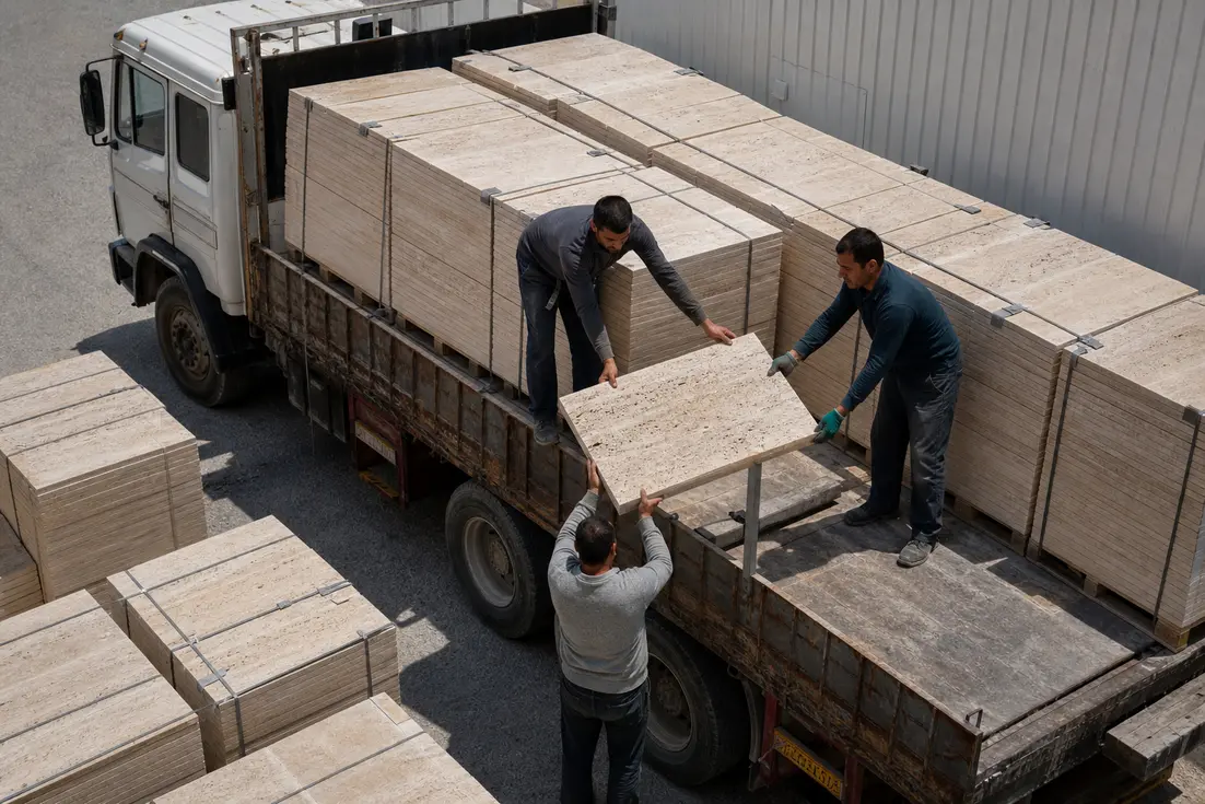 سنگ تراورتن ارزان بسته‌بندی ارسال و تحویل سفارش